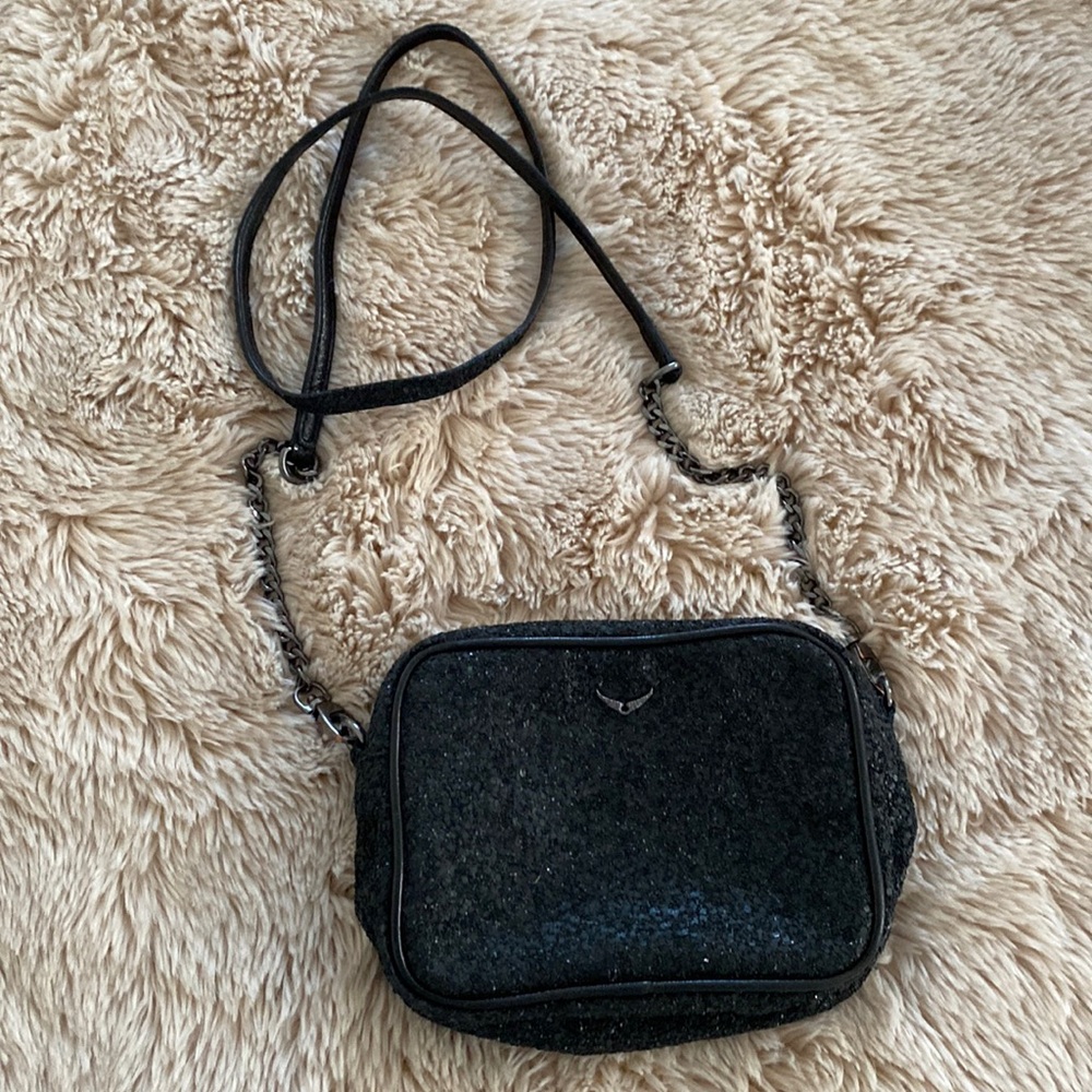 Black sequin shoulder bag / clutch